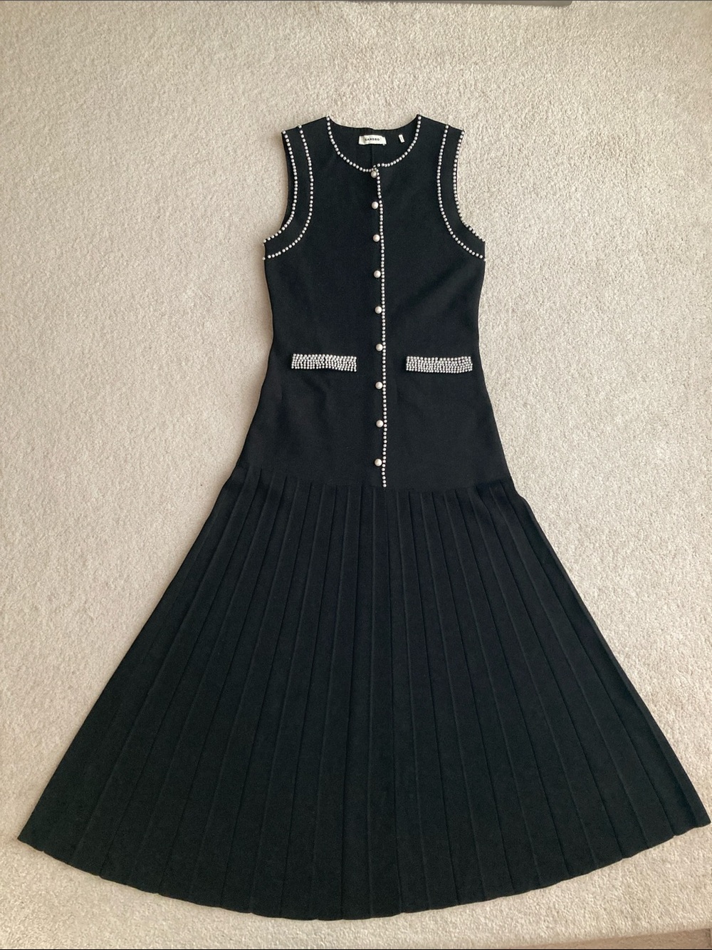 Sandro knit midi dress with faux pearl beading - Picture 2 of 11